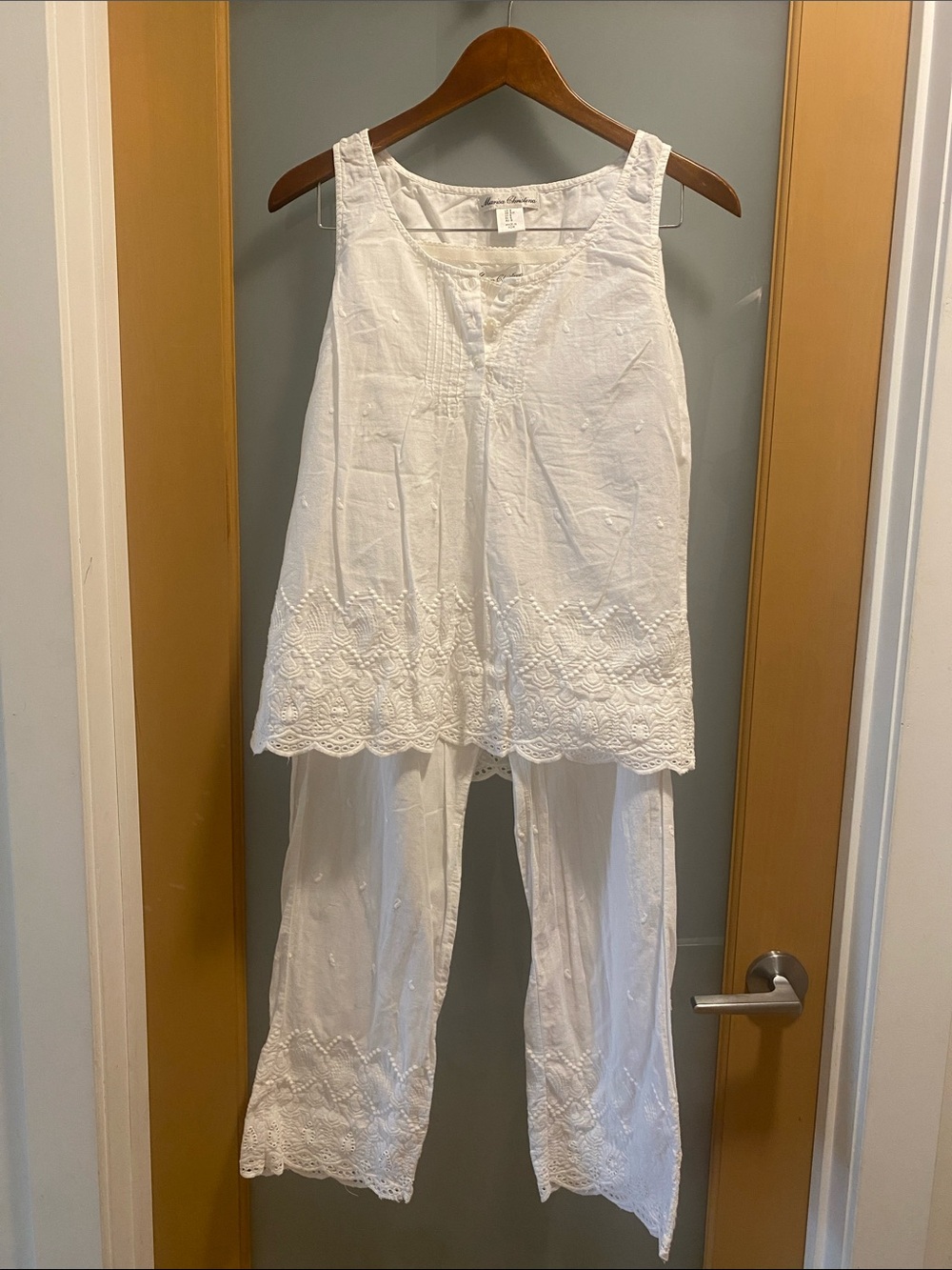 Summer White 100% Cotton set - pants +tank SMALL